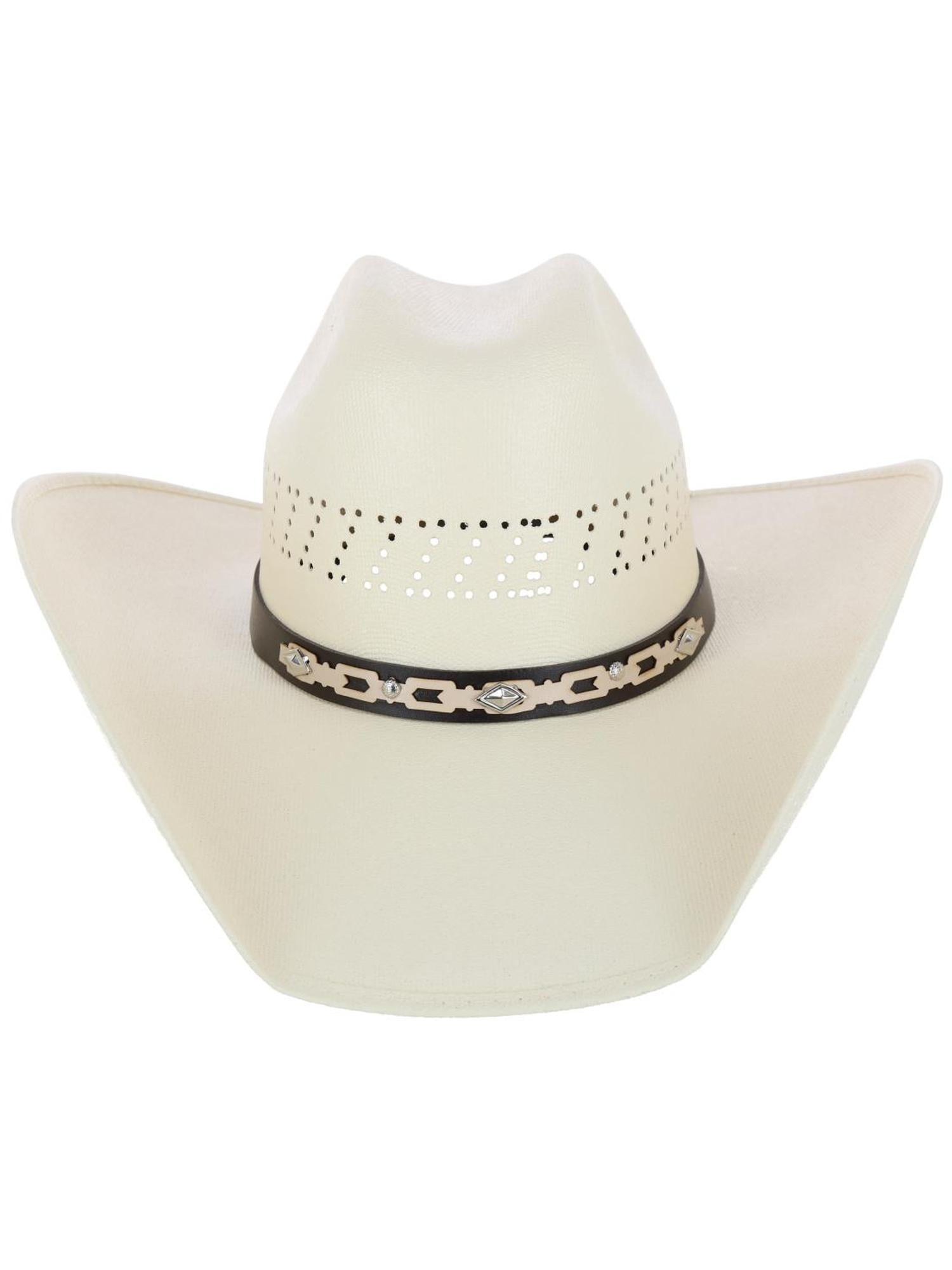 CTM  Buffalo Crown Canvas Western Hat with Geometric Hatband (Men)
