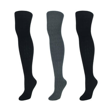 CTM  Cable Knit Over-The-Knee Soft Socks (3 Pairs) (Women)