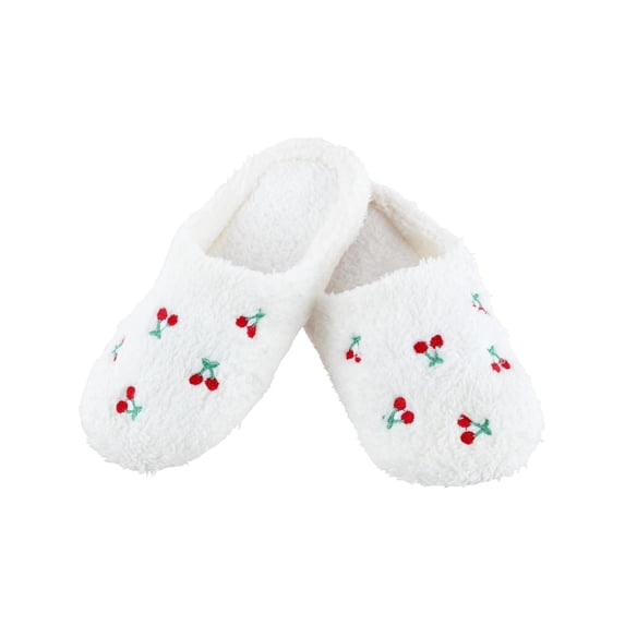 CTM Cherry Plush Slippers Cozy Fuzzy Indoor Slip-On Shoes (Women)