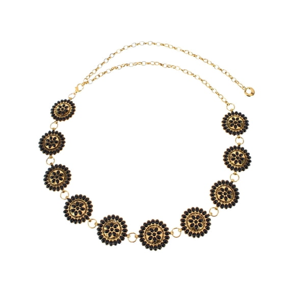 CTM Circle Stone Beaded Concho Gold Chain Belt Adjustable (Women)