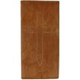 thumbnail image 1 of CTM Classic Leather Checkbook Cover with Stitched Cross, 1 of 4