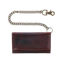 CTM  Colorado Leather RFID Long Trifold Chain Wallet (Men)
