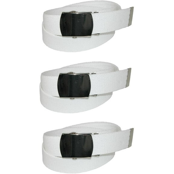 CTM Cotton Adjustable Belt with Nickel Finish Buckle (Pack of 3)