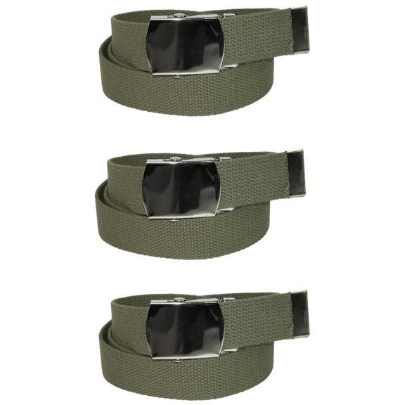 CTM Cotton Adjustable Belt with Nickel Finish Buckle (Pack of 3)
