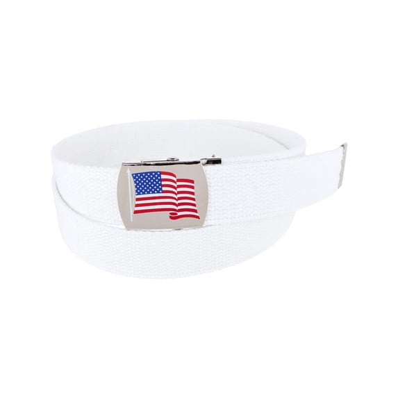 CTM Cotton Adjustable Belt with U.S.A. Flag Buckle