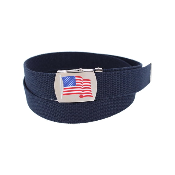 CTM Cotton Adjustable Belt with U.S.A. Flag Buckle