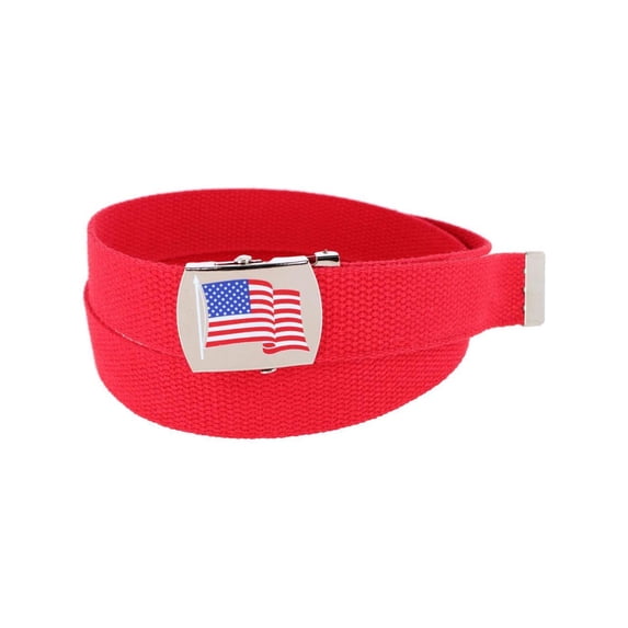 CTM Cotton Adjustable Belt with U.S.A. Flag Buckle