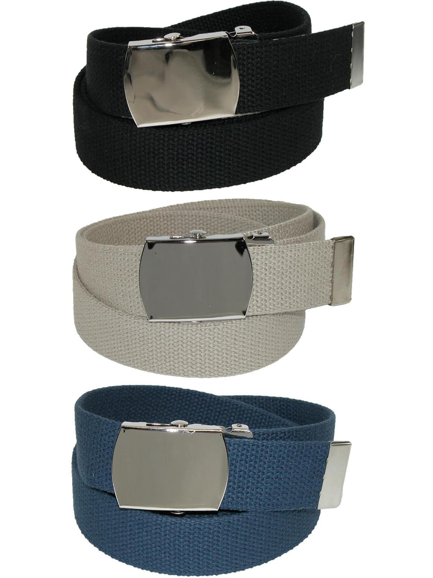 CTM Cotton Adjustable Web Belt With Brass Military Buckle - Red, 1.25 Inch Wide (Fits Up To 44") - View #8