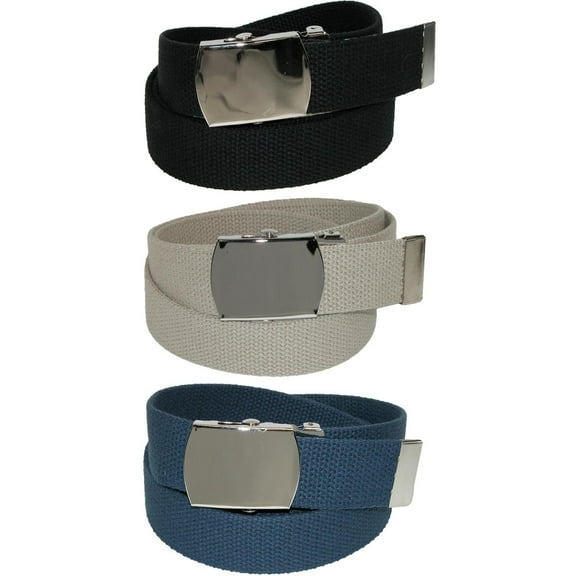 CTM  Cotton Belt with Nickel Buckle (Pack of 3 Colors) (Men Big & Tall)