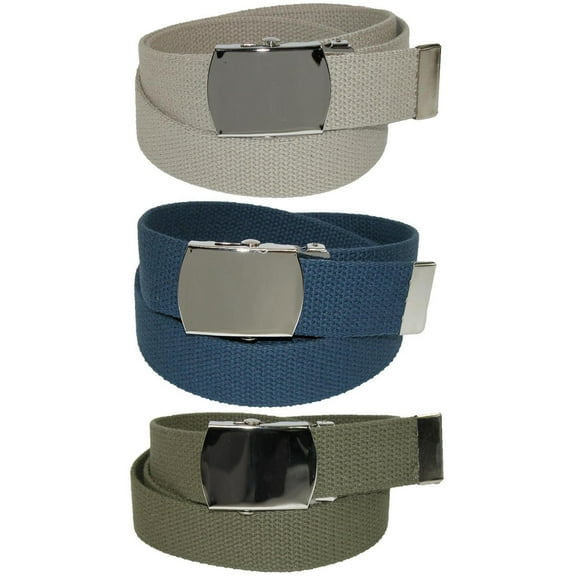 CTM Cotton Belt with Nickel Buckle (Pack of 3 Colors) (Men Big & Tall)