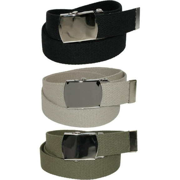CTM Cotton Belt with Nickel Buckle (Pack of 3 Colors) (Men Big & Tall)