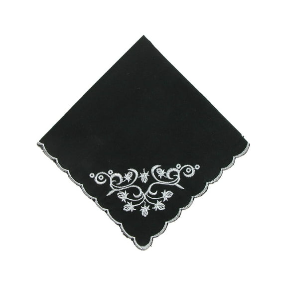 CTM  Cotton Black and White Floral Scroll Handkerchief (Women)