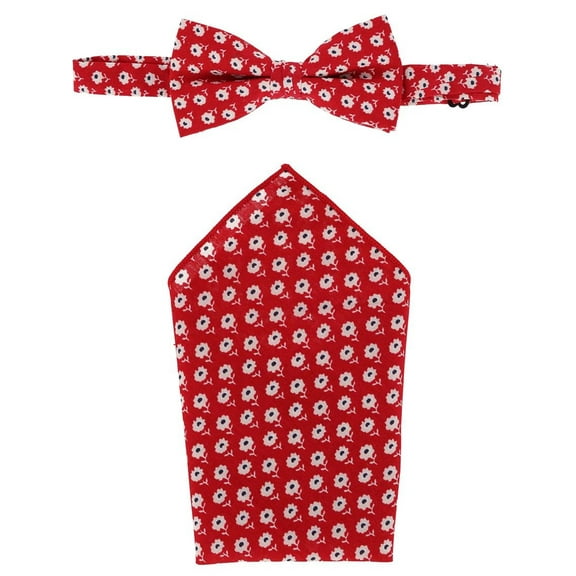 CTM  Cotton Petite Flowers Bow Tie and Hanky Set (Men)