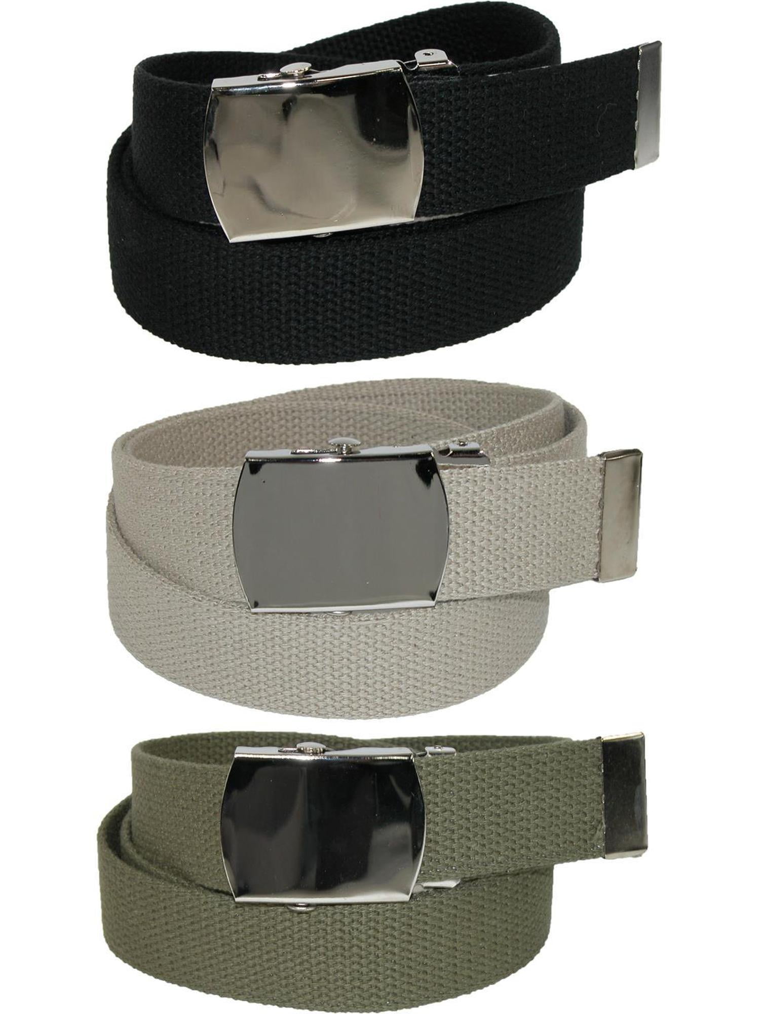 CTM Cotton with Nickel Buckle Adjustable Belt (Pack of 3 Colors)