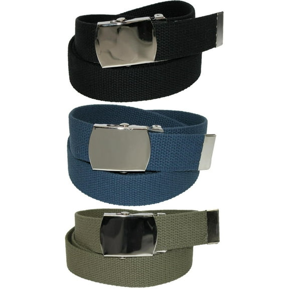 CTM Cotton with Nickel Buckle Adjustable Belt (Pack of 3 Colors)