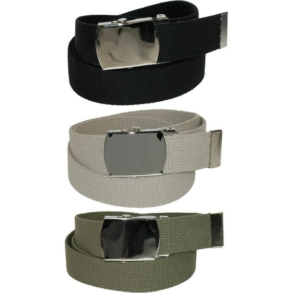 CTM Cotton with Nickel Buckle Adjustable Belt (Pack of 3 Colors)