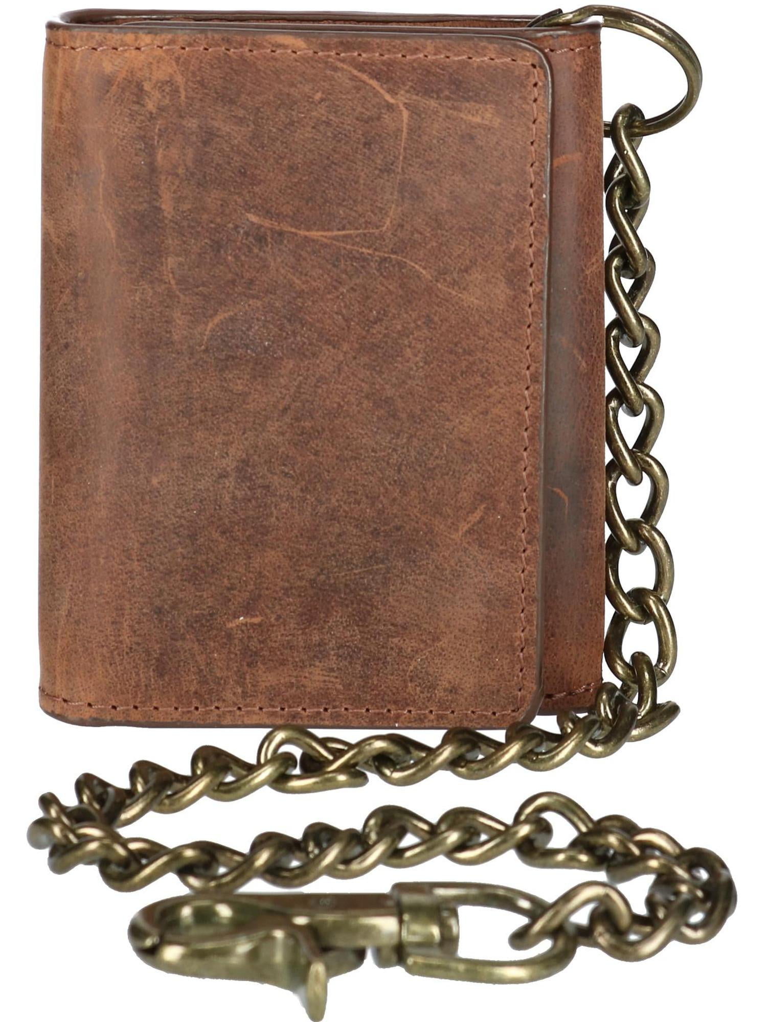 CTM Crazy Horse Leather RFID Trifold Chain Wallet (Men) - Walmart.com
