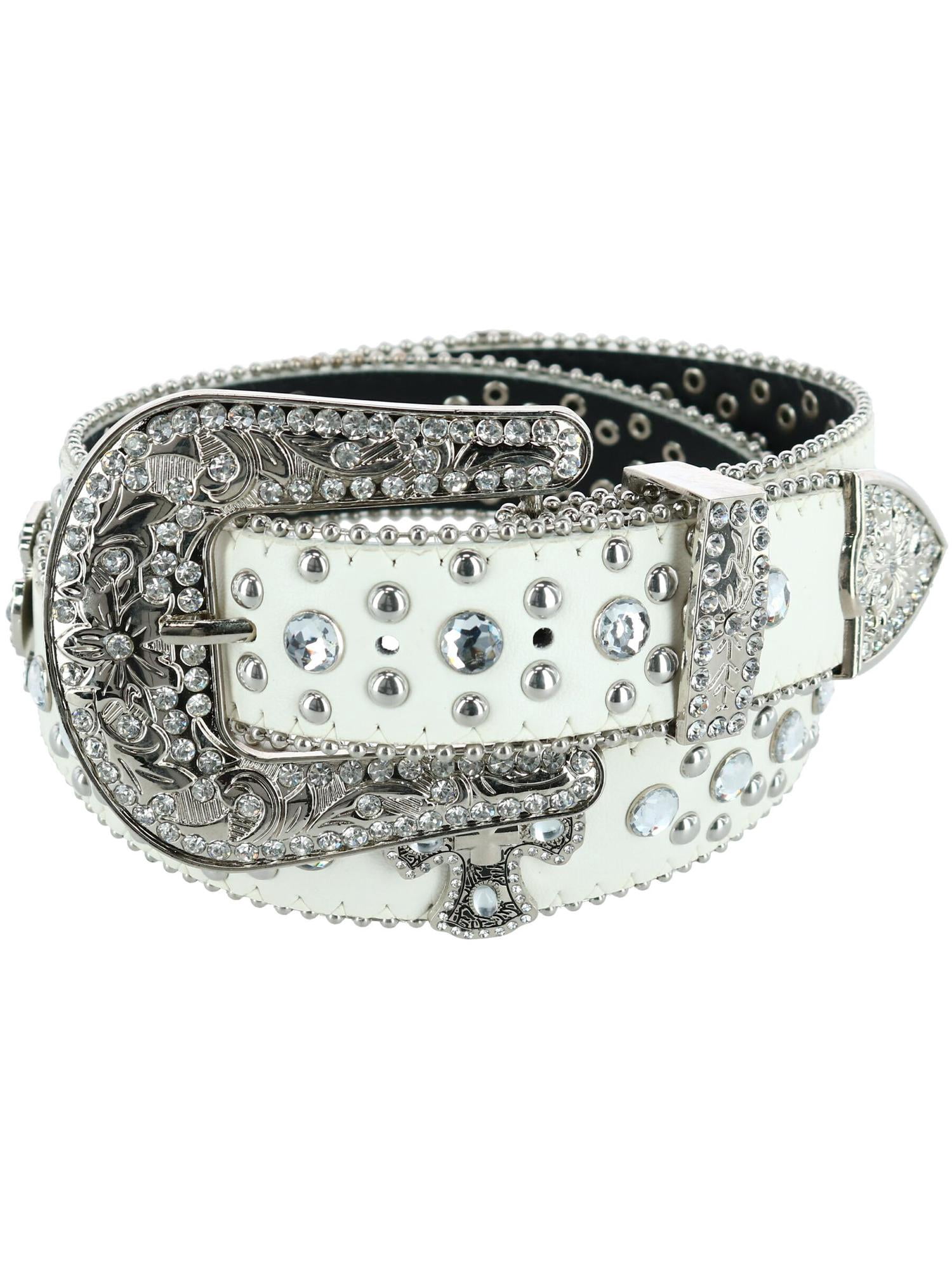 Rhinestone Western Crosses Women’s Belt Unisex Punk Style Rhinestone Decorated Studded Belt Buckle  main image 3