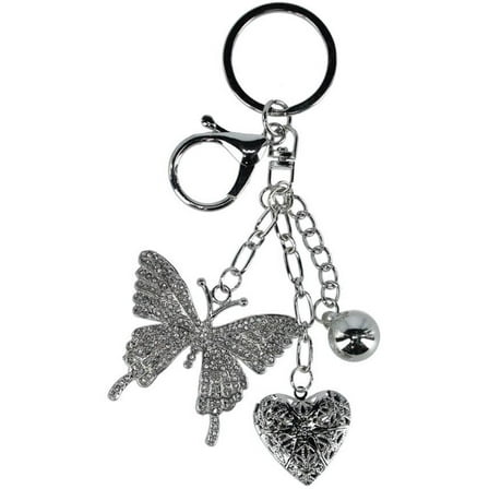 CTM  Crystal Butterfly & Heart Bag Charm (Women)