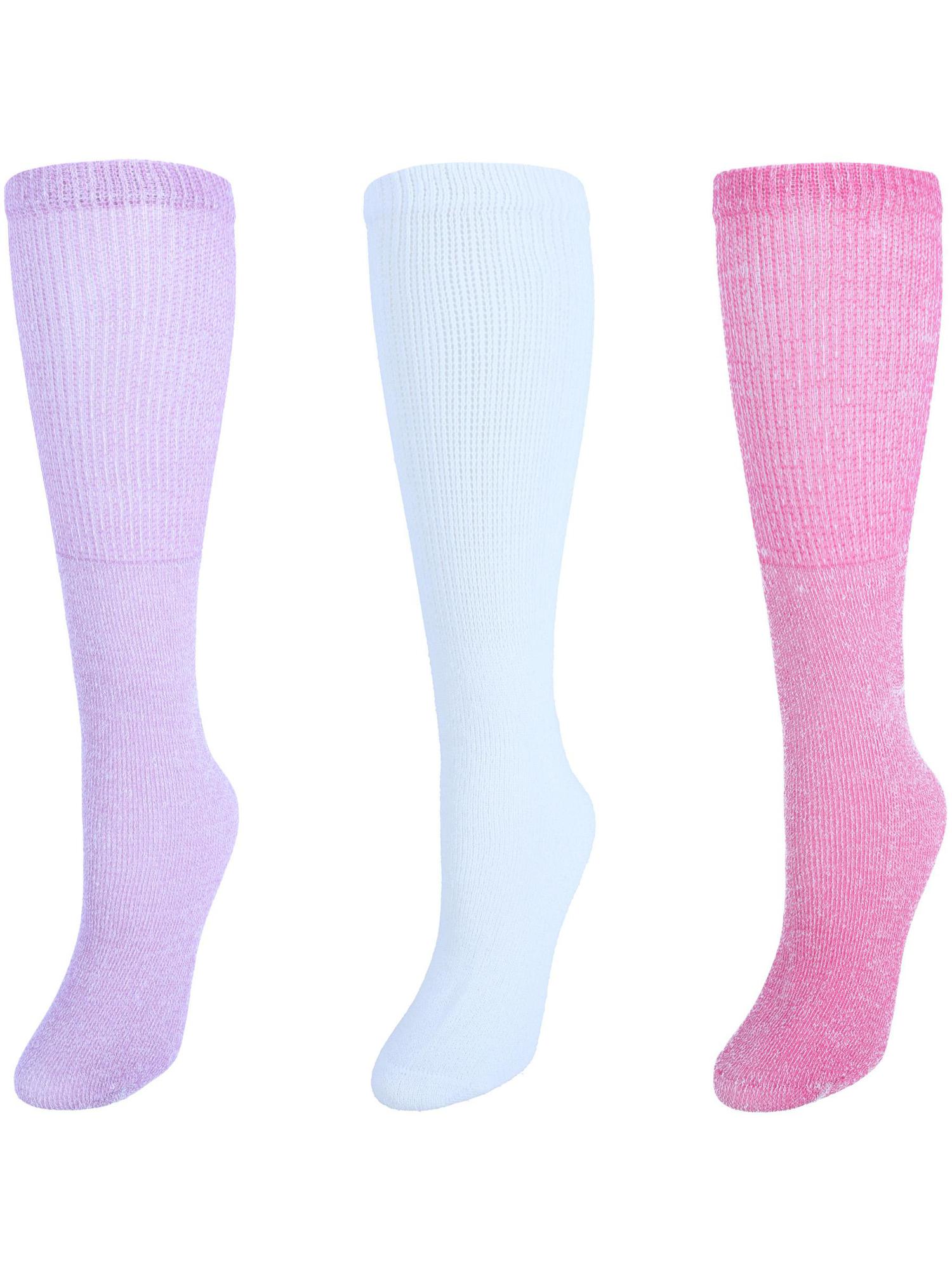 MediPeds Diabetic Crew Casual Socks with Non-Binding Top, Large, 4 Pack