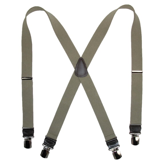 CTM Elastic Anti Slip Pin Clip Suspenders with Leather Drop Tabs (Men)
