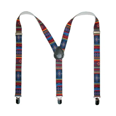 CTM  Elastic Aztec Pattern Clip-End Suspenders (Women)
