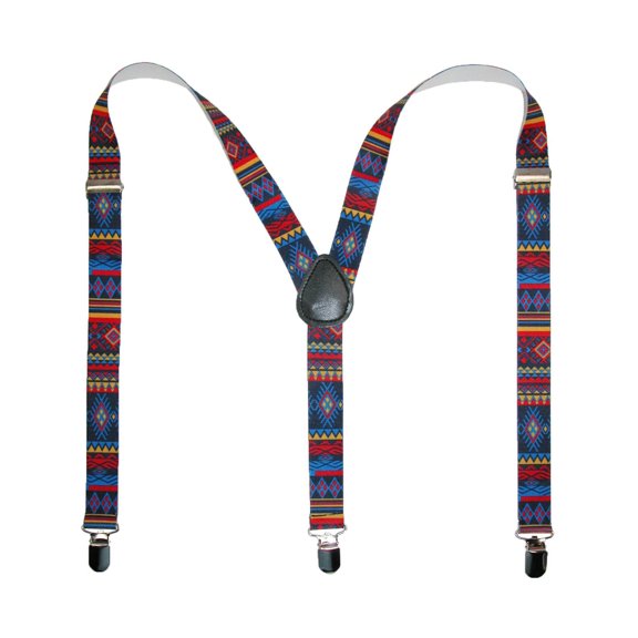 CTM  Elastic Aztec Pattern Clip-End Suspenders (Women)