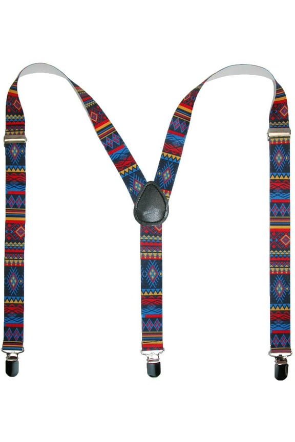 Elastic Aztec Pattern Clip-End Suspenders (Women)