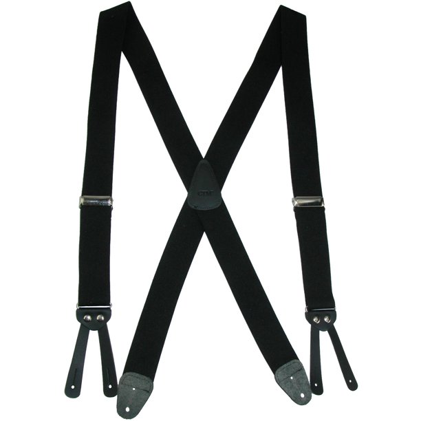 CTM Elastic Basic XBack ButtonEnd Suspenders (Men)