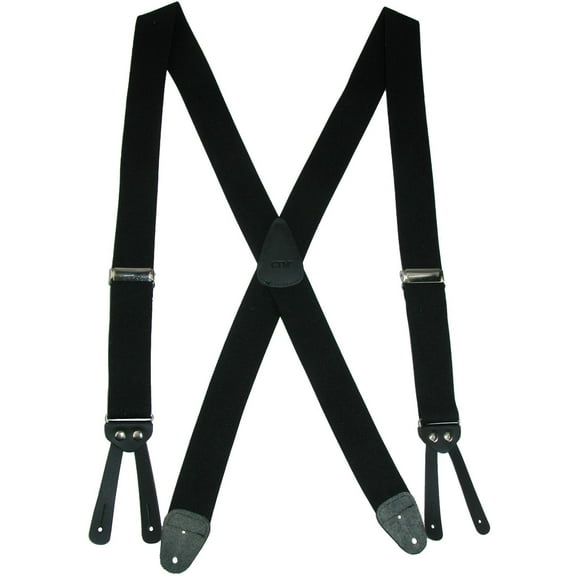 CTM  Elastic Basic X-Back Button-End Suspenders (Men)