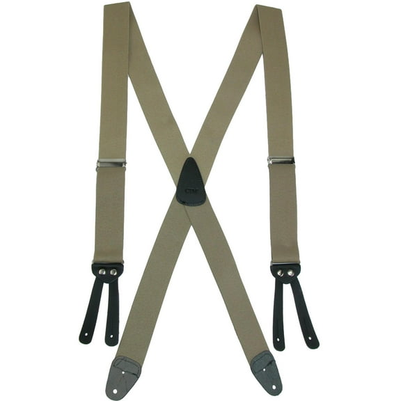 CTM  Elastic Basic X-Back Button-End Suspenders (Men)