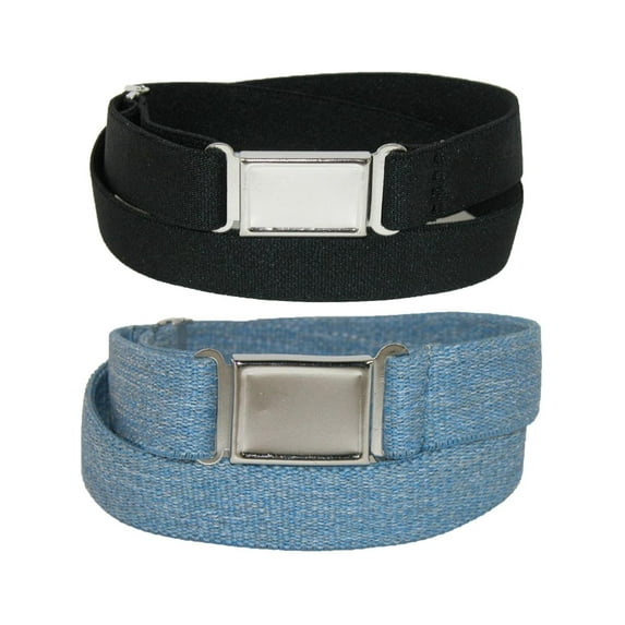 CTM  Elastic Belt with Magnetic No Show Flat Buckle (Pack of 2 Colors) (Women's Plus)