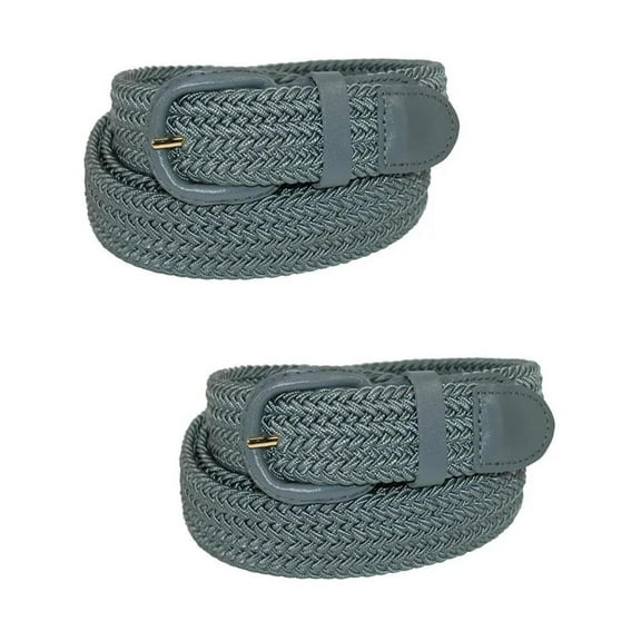 CTM Elastic Braided Belt with Covered Buckle (Pack of 2) (Men)