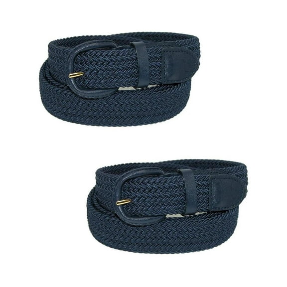 CTM  Elastic Braided Belt with Covered Buckle (Pack of 2) (Men)