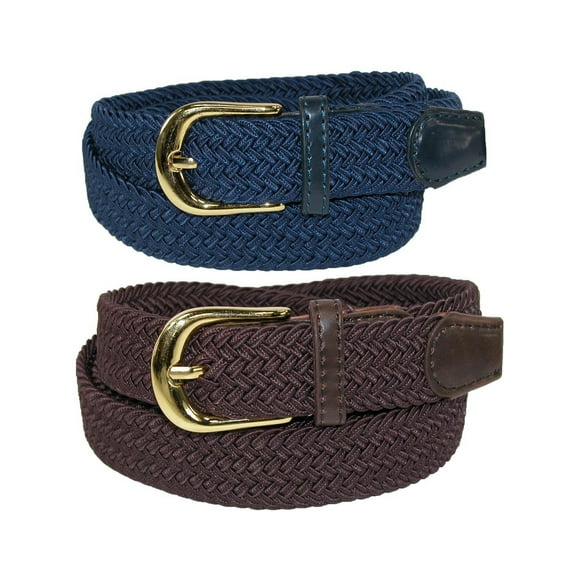CTM  Elastic Braided Stretch Belt (Pack of 2 Colors) (Women)
