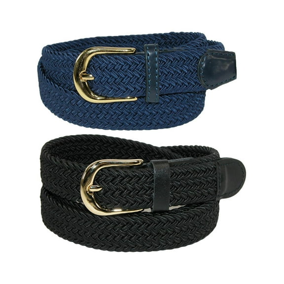 CTM  Elastic Braided Stretch Belt (Pack of 2 Colors) (Women)