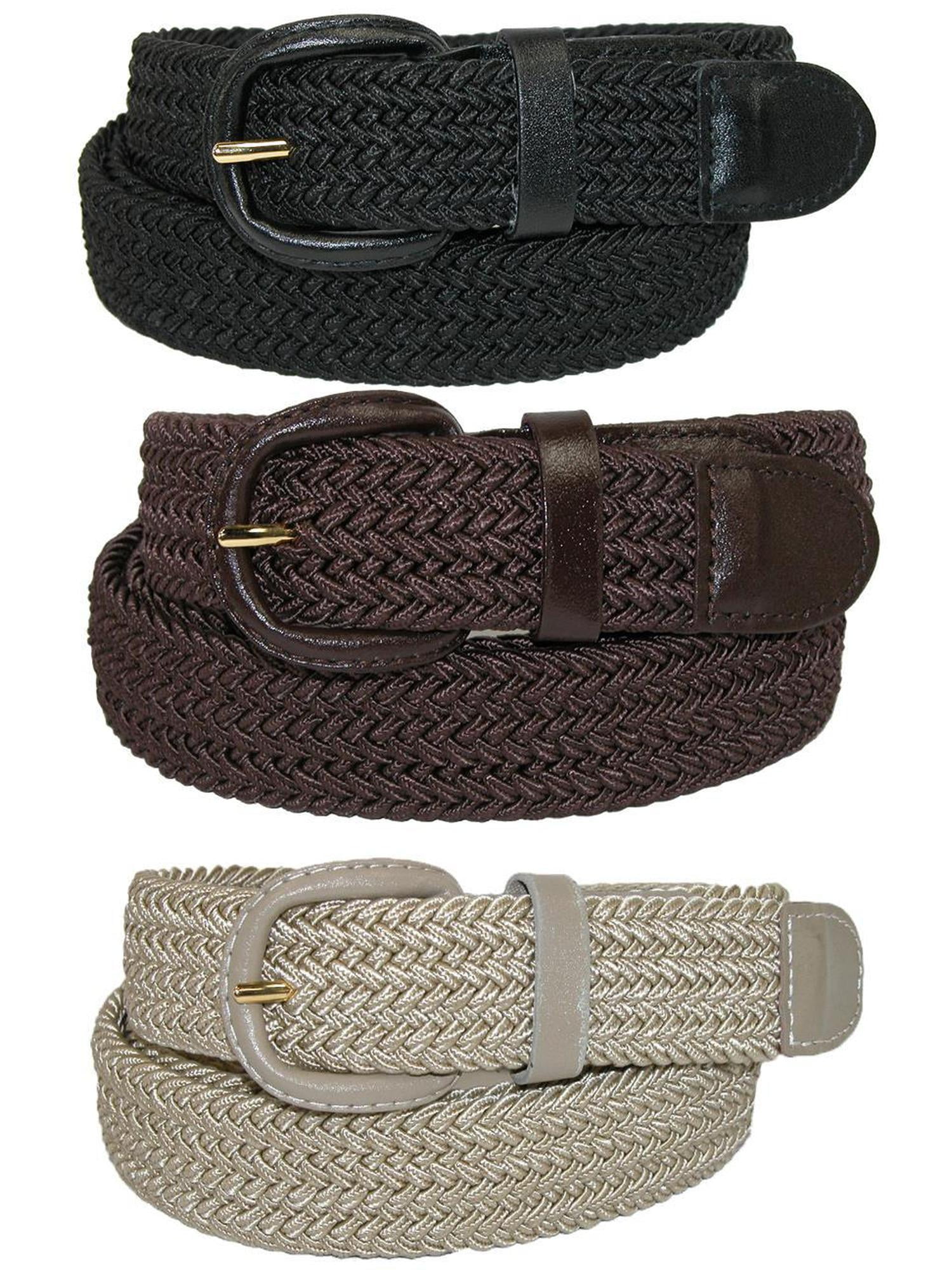 CTM Elastic Braided Stretch Belt (Pack of 3 Colors) (Men) - Walmart.com