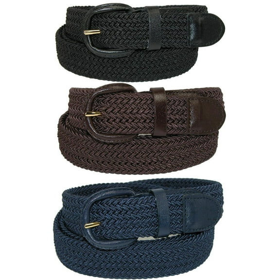 CTM  Elastic Braided Stretch Belt (Pack of 3 Colors) (Men)