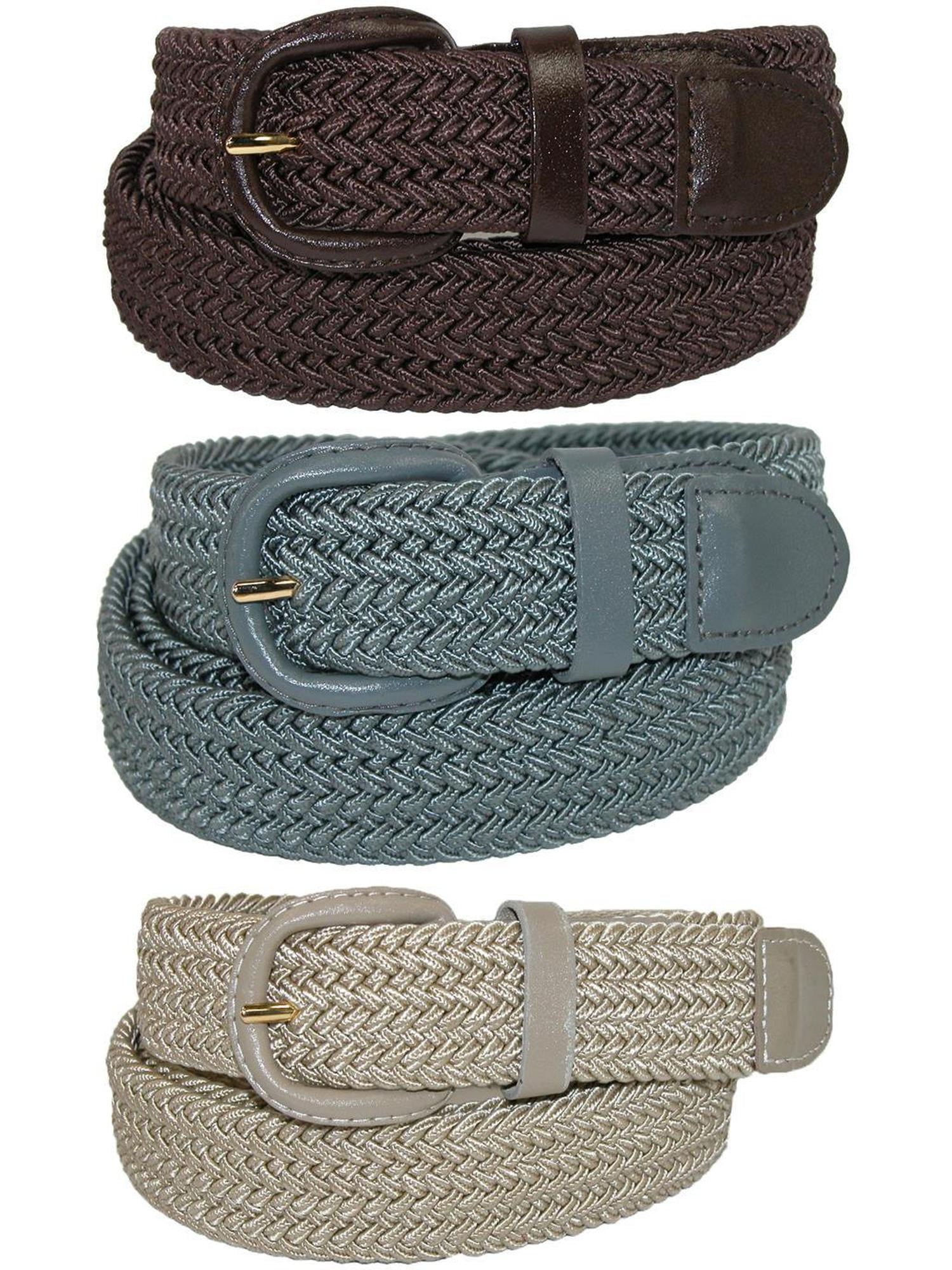 CTM Elastic Braided Stretch Belt (Pack of 3 Colors) (Men 