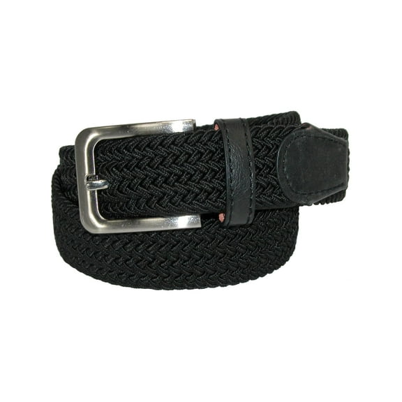CTM  Elastic Braided Stretch Belt with Silver Buckle (Men)
