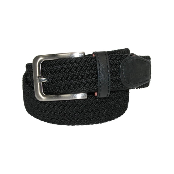 CTM Braided Stretch Belt Silver Buckle Adjustable Elastic (Men)
