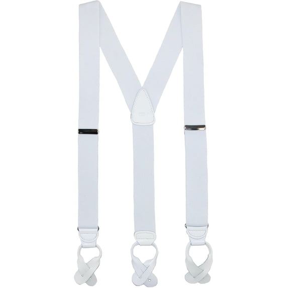 CTM Elastic Button End Dress Suspenders with Silver Hardware (Men Big & Tall)