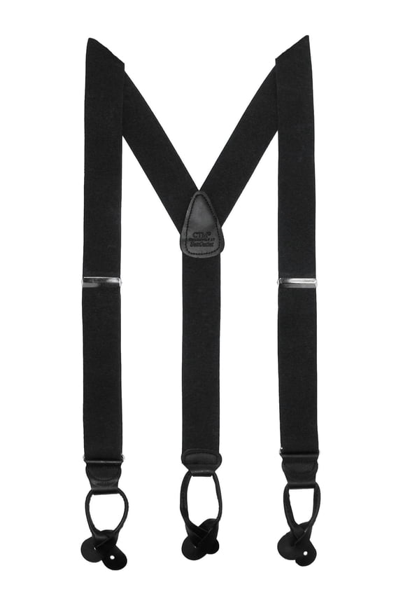 Elastic Button End Dress Suspenders with Silver Hardware (Men)