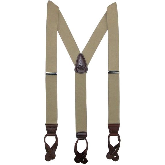 CTM Elastic Button End Dress Suspenders with Silver Hardware (Men)