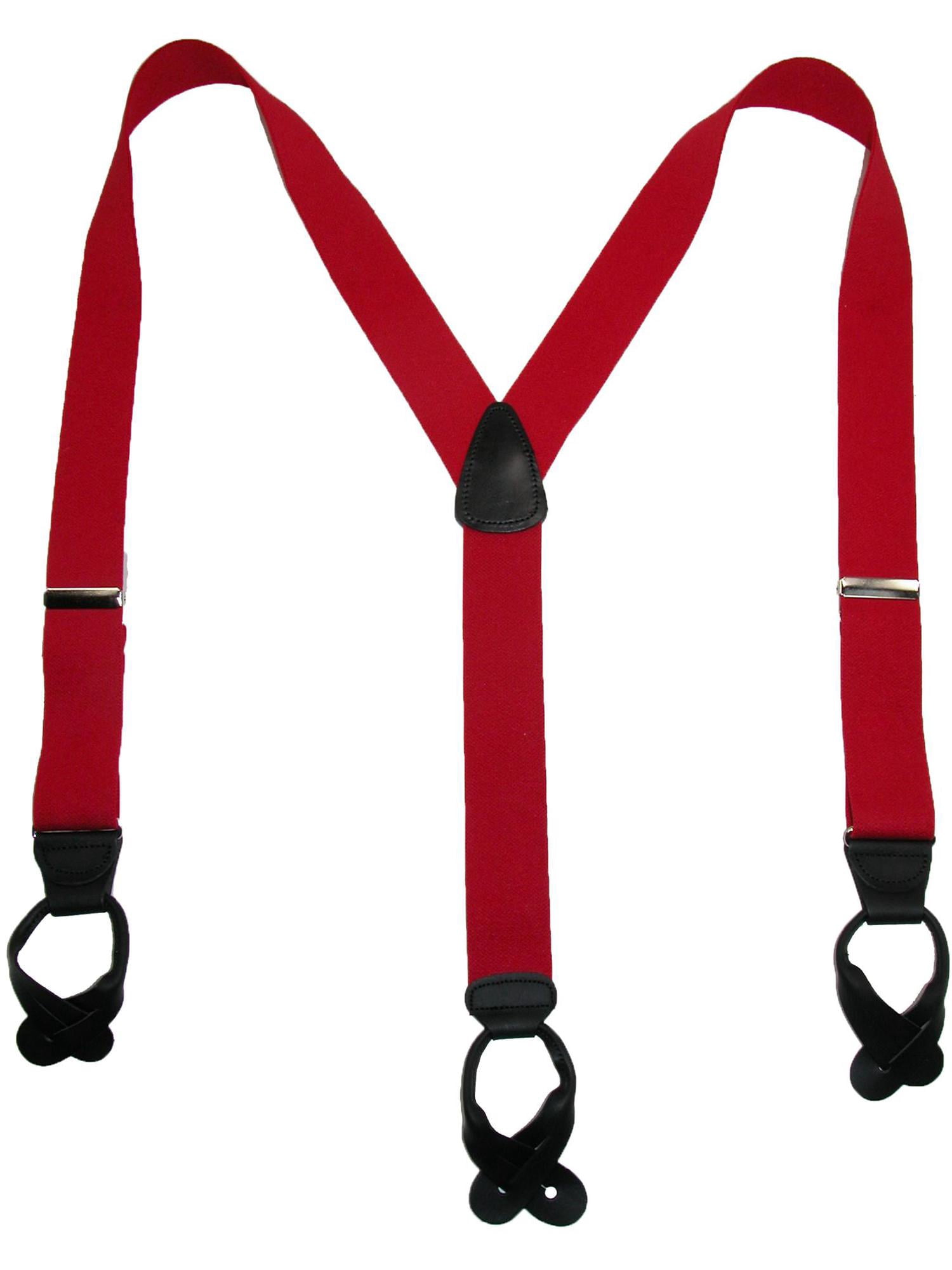 CTM Elastic Button End Dress Suspenders with Silver Hardware (Men