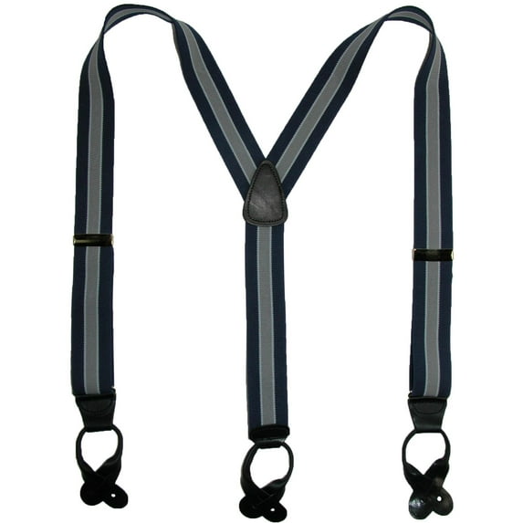 CTM Elastic Button End Stripe Dress Suspenders (Men)
