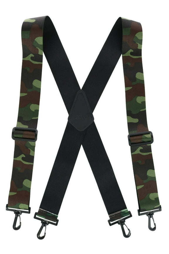 Elastic Camouflage X-Back Suspenders with Plastic Swivel Hook Ends (Men)
