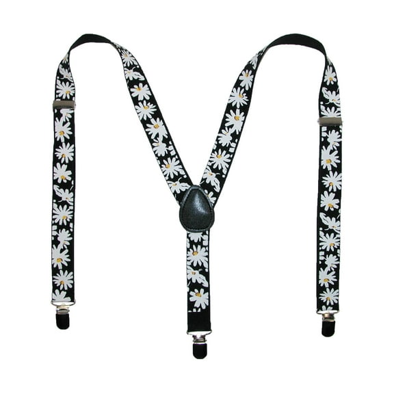 CTM  Elastic Daisy Print Clip-End Suspenders (Women)