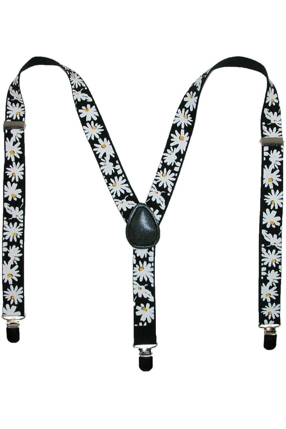 Elastic Daisy Print Clip-End Suspenders (Women)