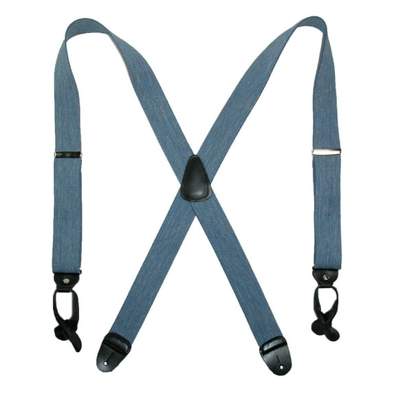 CTM Elastic Denim 2 Inch Button-End Suspenders (Men)